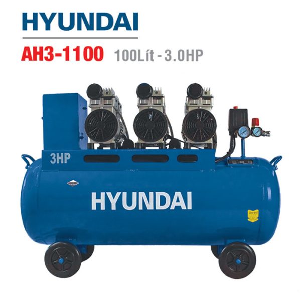 MÁY NÉN KHÍ KHÔNG DẦU HYUNDAI AH3-1100 (100L)